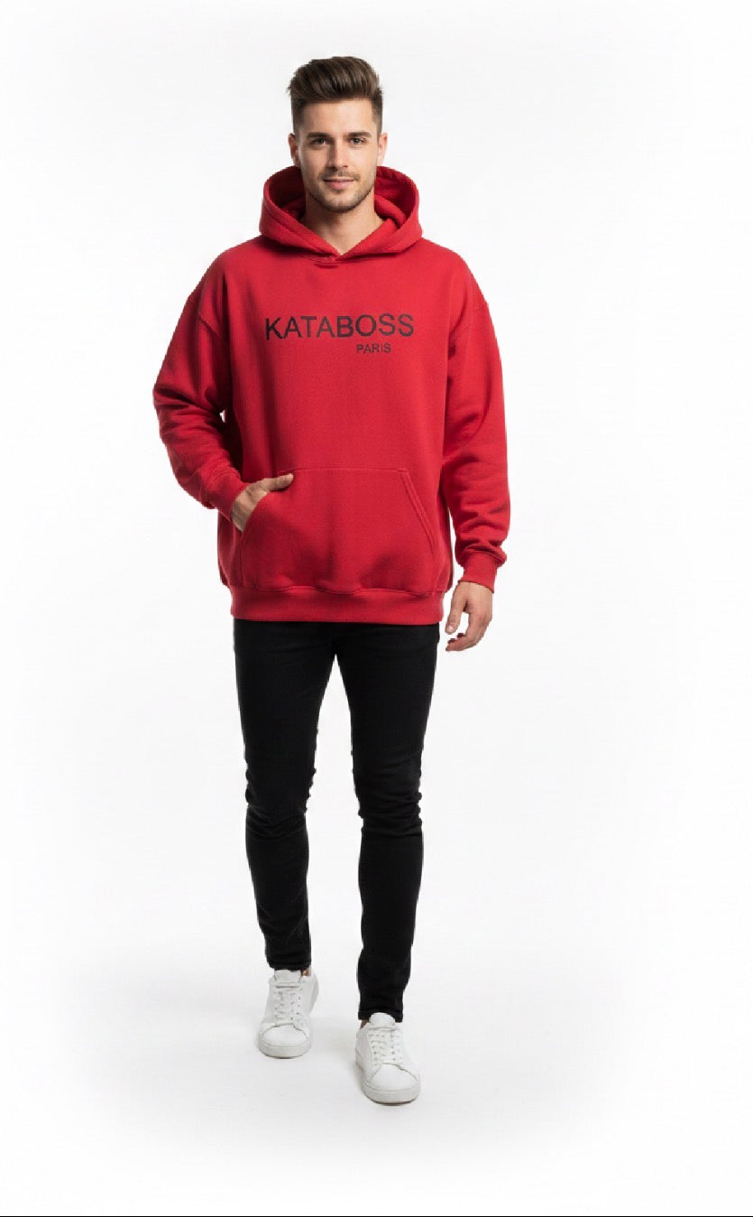 Hoodie Rouge — KATABOSS PARIS logo Tour Eiffel  homme femme