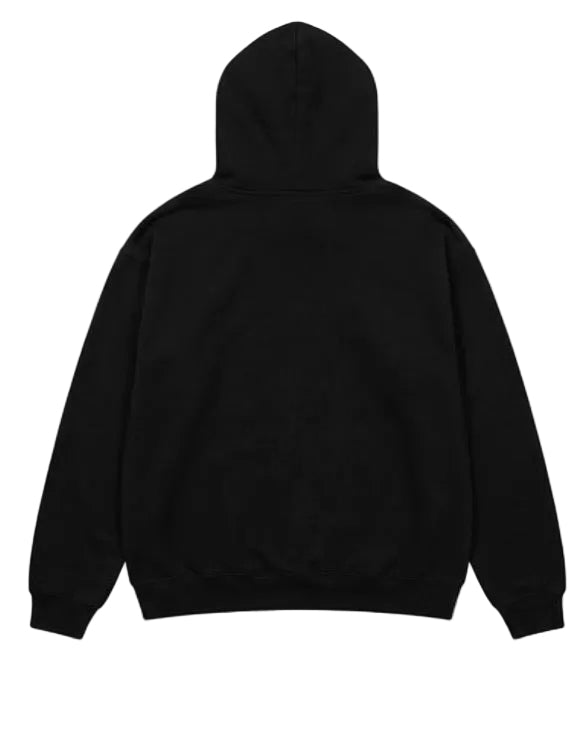 Sweat à capuche oversize noir KATABOSS Paris sans cordon avec le logo officiel blanc imprimé sur le devant