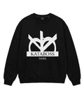 Sweat col rond noir KATABOSS Paris avec le logo officiel blanc imprimé sur le devant.⁠